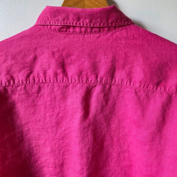 EUC ZARA PINK SEMI CROPPED BUTTON DOWN 100% LINEN SHIRT SIZE XXL WMN - Picture 5 of 16